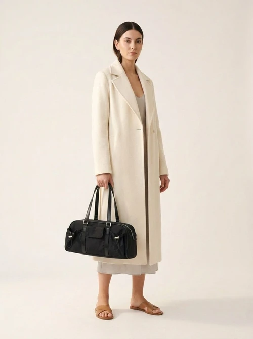 Y2K Metallic Shoulder Bag with Drawstring Pockets