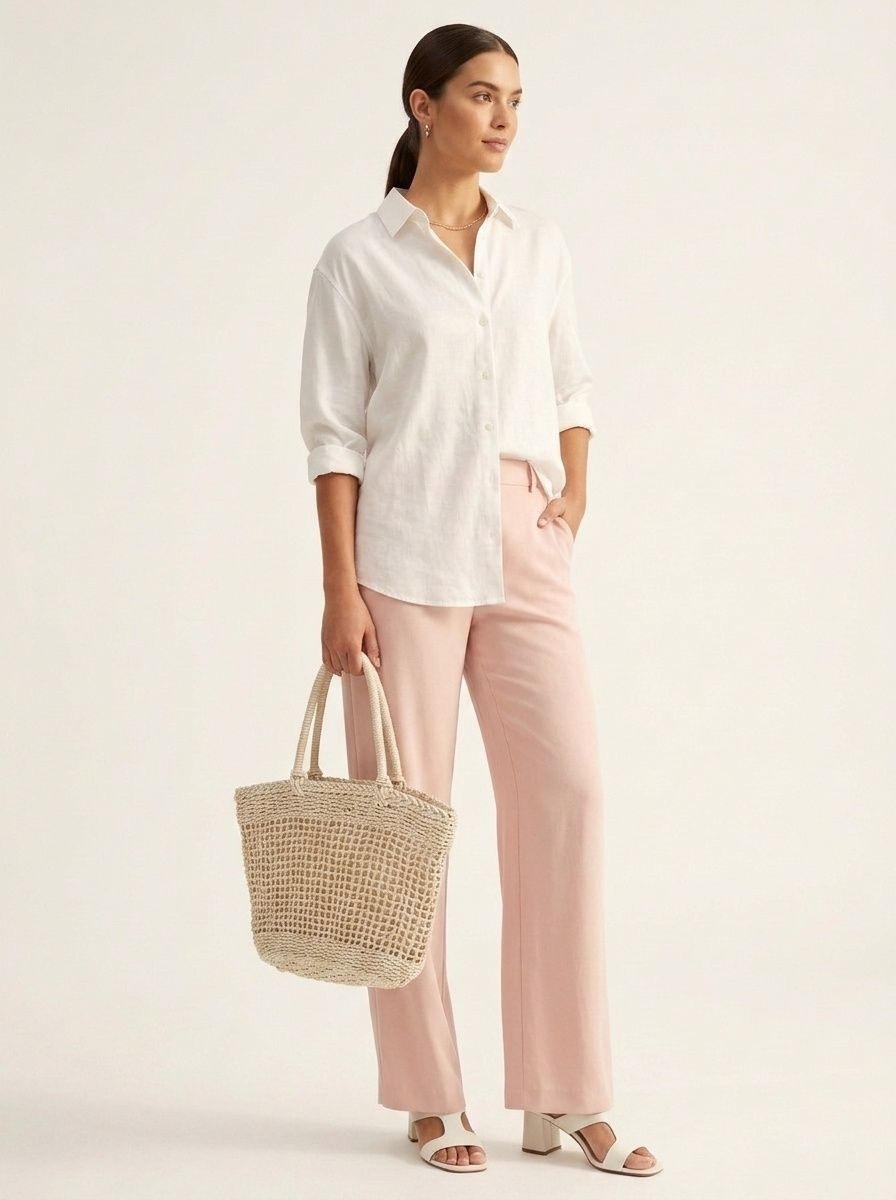 Boho Woven Straw Tote Bag - Open Knit Summer Beach Shopper