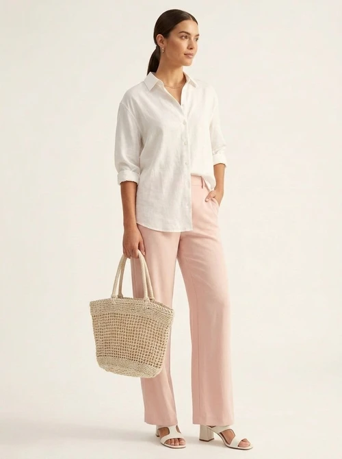 Boho Woven Straw Tote Bag - Open Knit Summer Beach Shopper