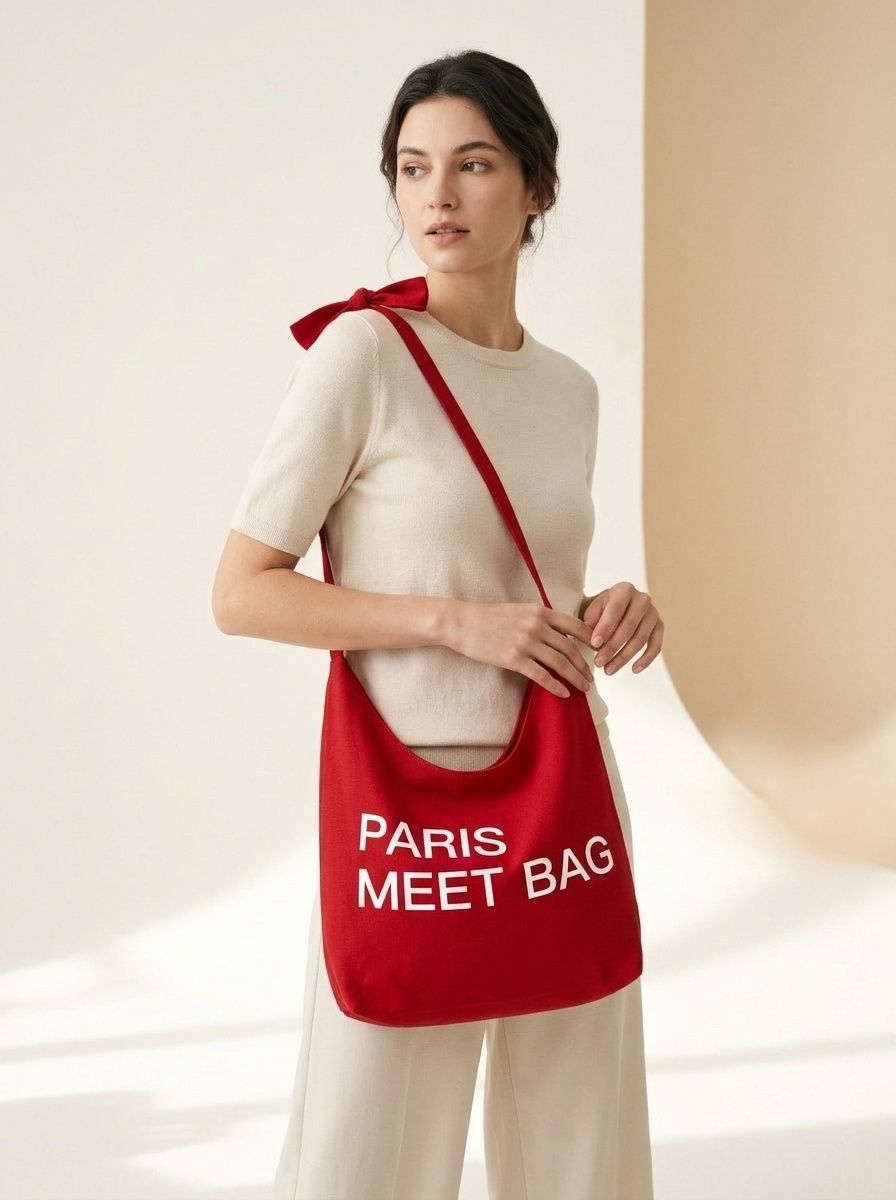 Paris Meet Reversible Shoulder Tote Bag