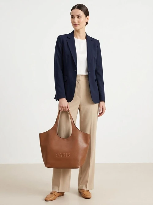 Paris Embossed Faux Leather Tote Bag - Chic & Spacious