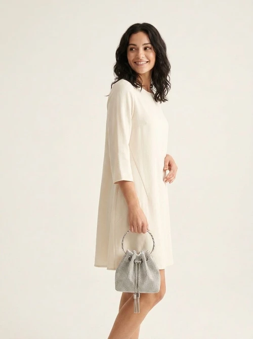 Silver Rhinestone Drawstring Mini Bucket Bag