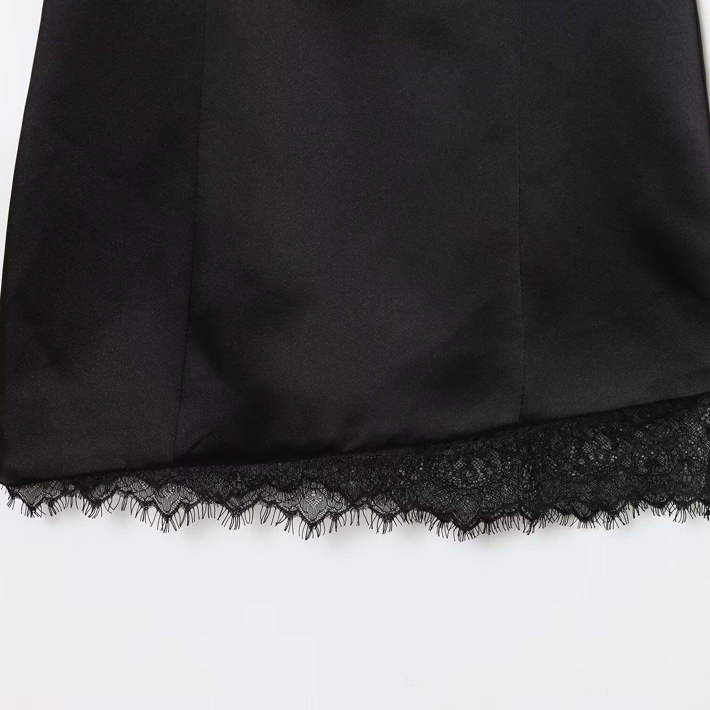 Lace Satin Mini Dress - Elegant European Style KUN-00021