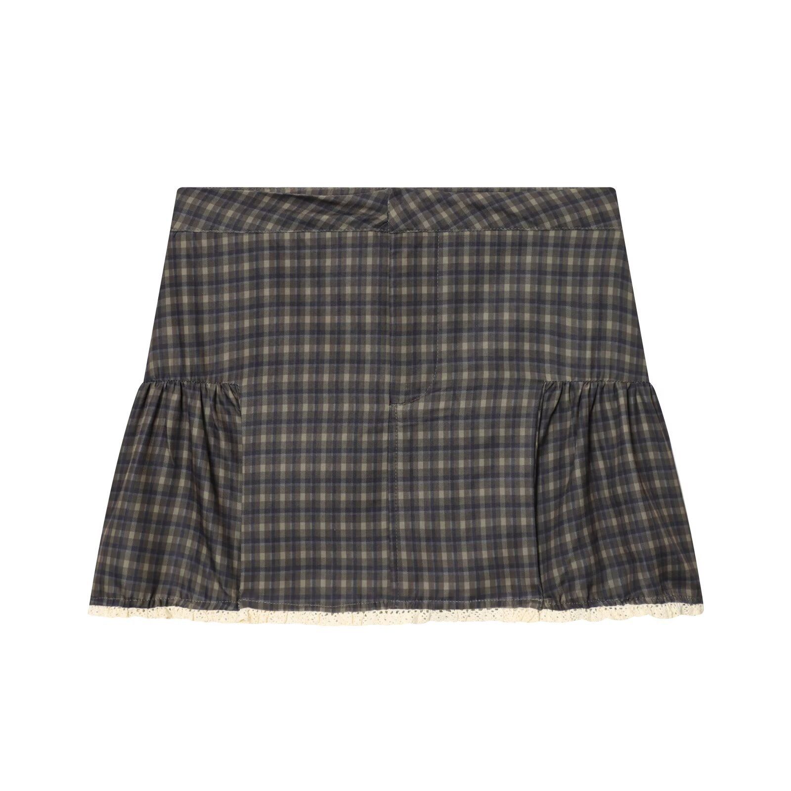 Women's Plaid Lace Mini Skirt - Versatile & Chic KUN-00031
