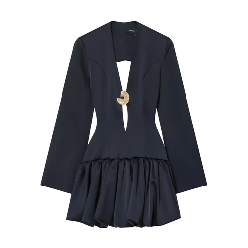 Mini Dress Balloon Style Chic European Women's KUN-00136