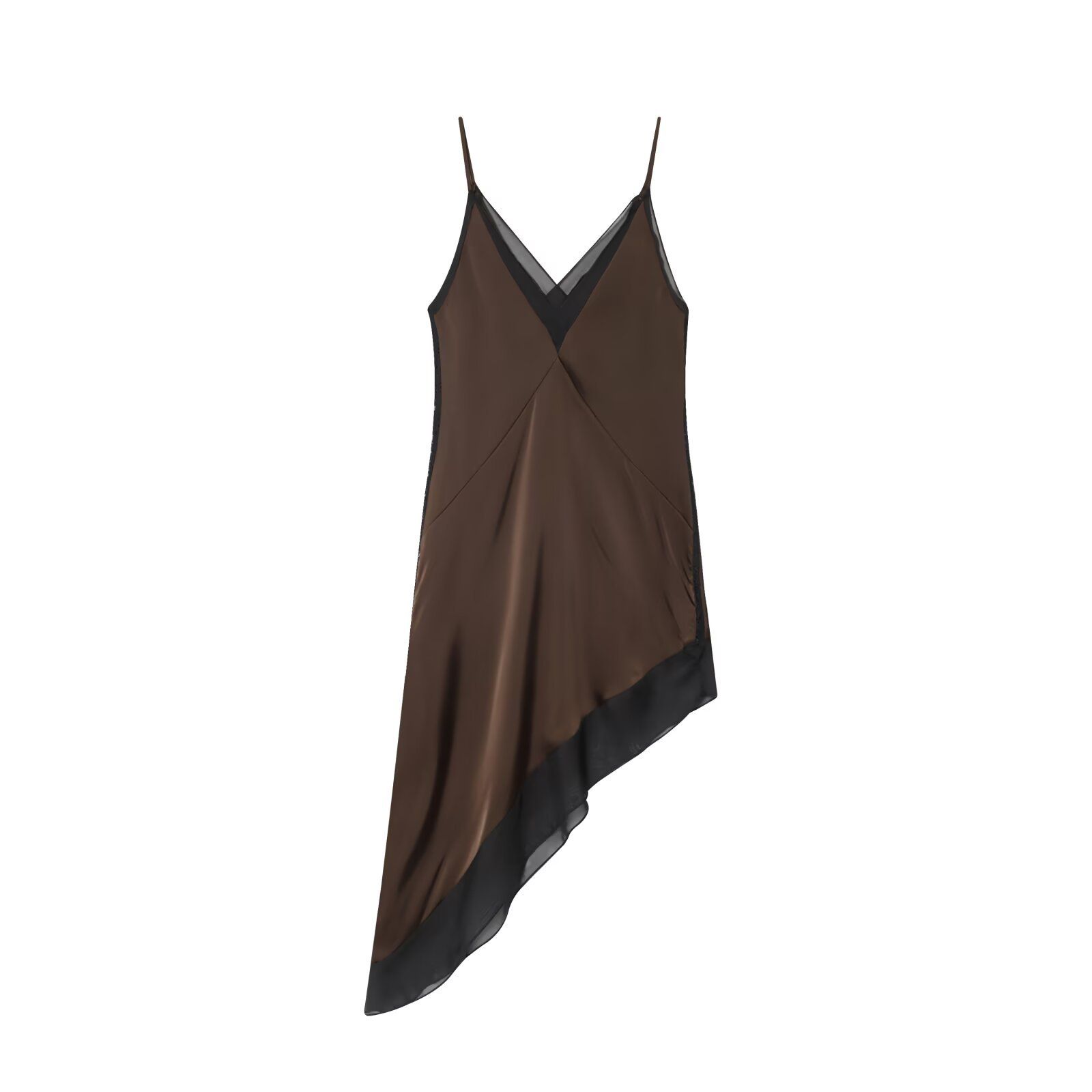 Satin Midi Dress Asymmetrical Elegant KUN-00016