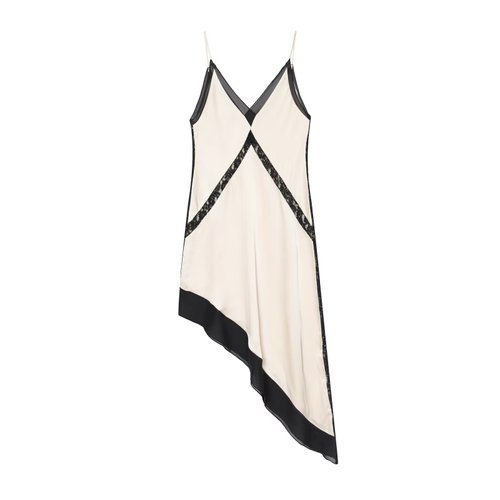 Satin Midi Dress Asymmetrical Elegant KUN-00016