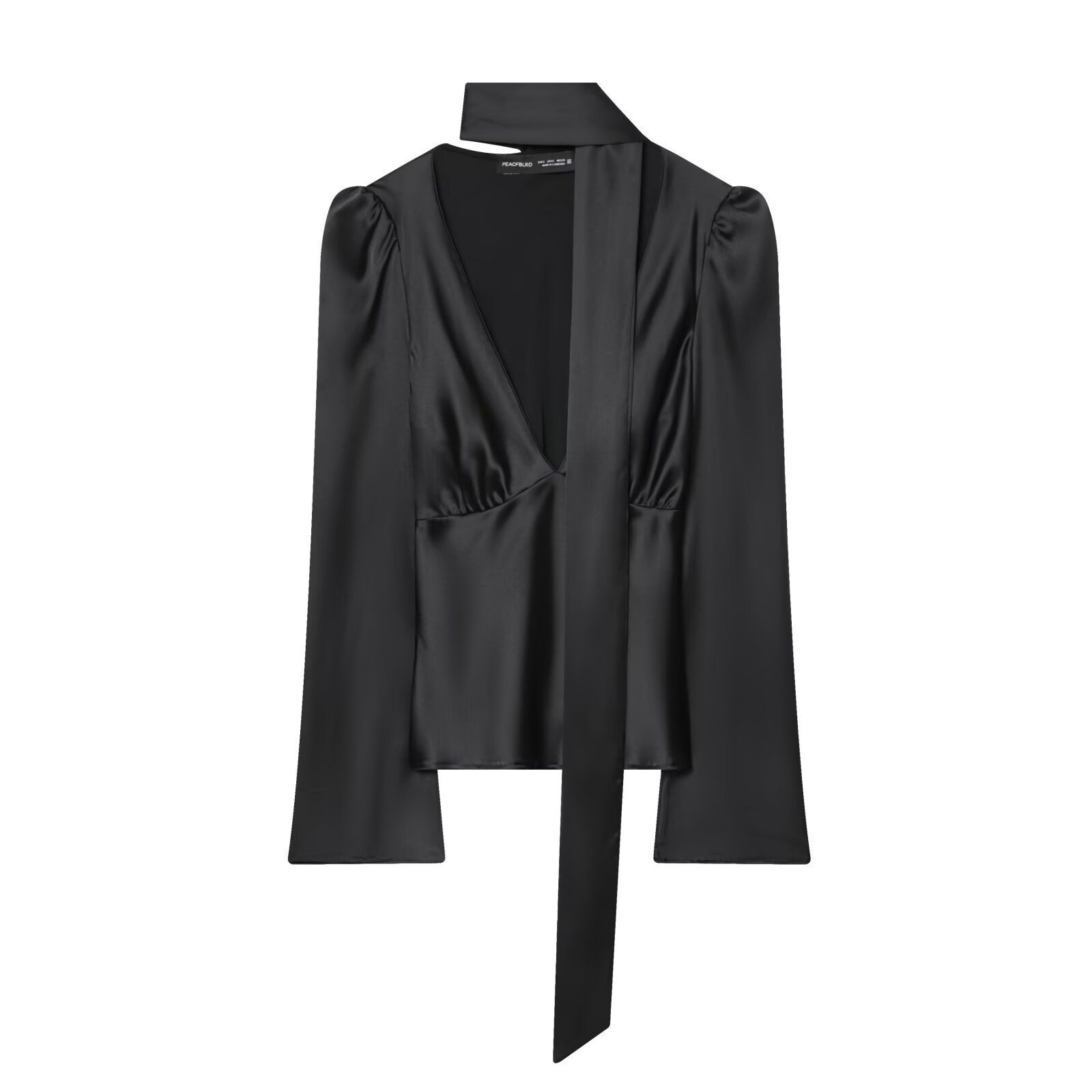 Silk Satin Blouse Scarf Top - European Chic Style KUN-00043