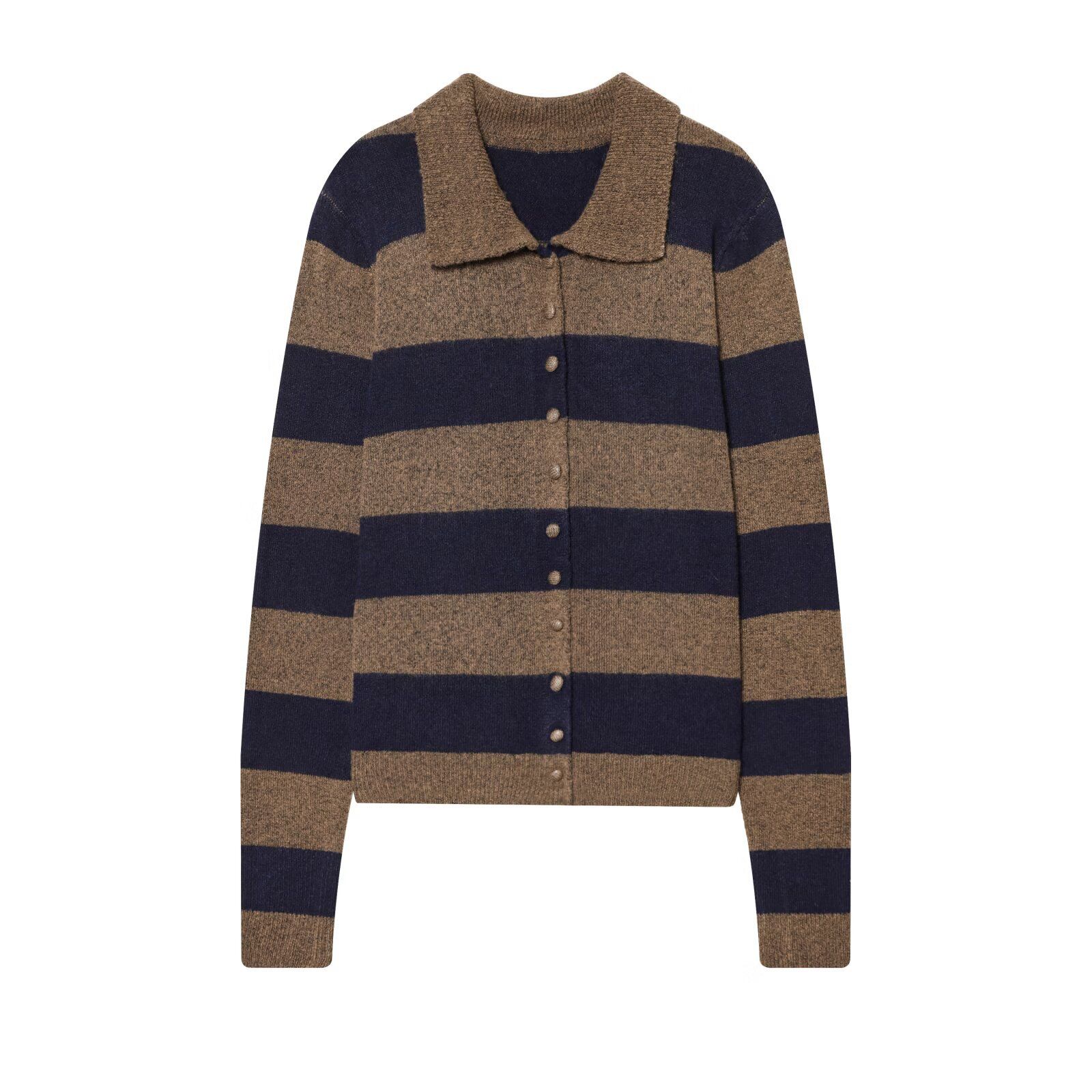 Striped Knit Cardigan - European Style Casual Chic KUN-00007
