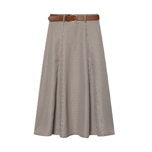 Vestido midi con capa y cinturón de pata de gallo KUN-00010