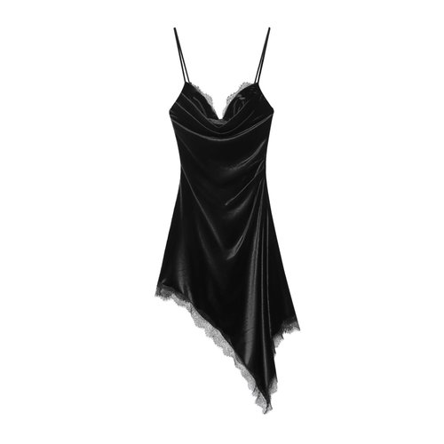 Vestido asimétrico de encaje de terciopelo - Elegante estilo europeo KUN-00013