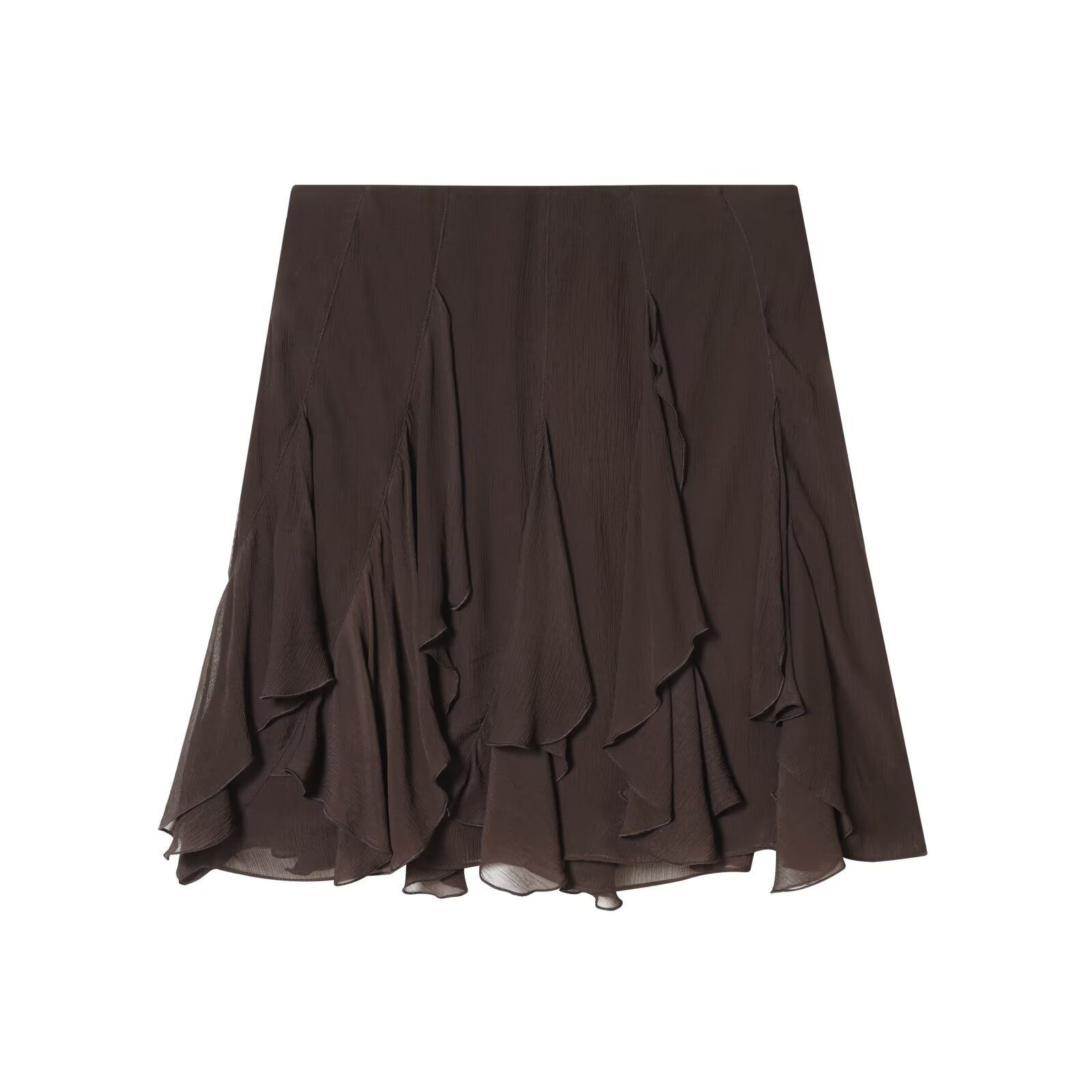 Ruffle Asymmetric Midi Skirt Women KUN-00005