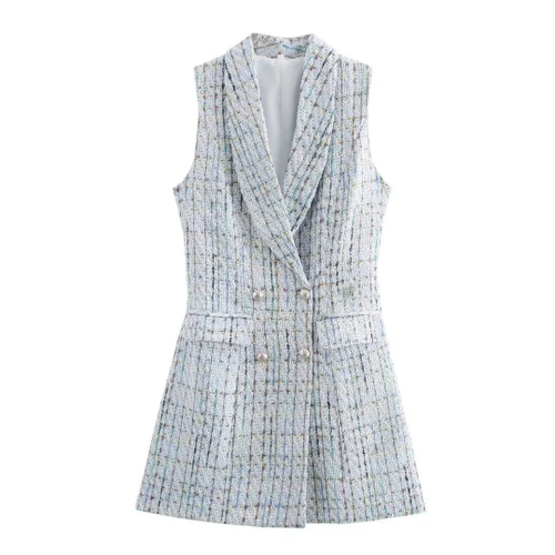 Tweed Vest Dress Classic Fashion Sleeveless KUN-00152