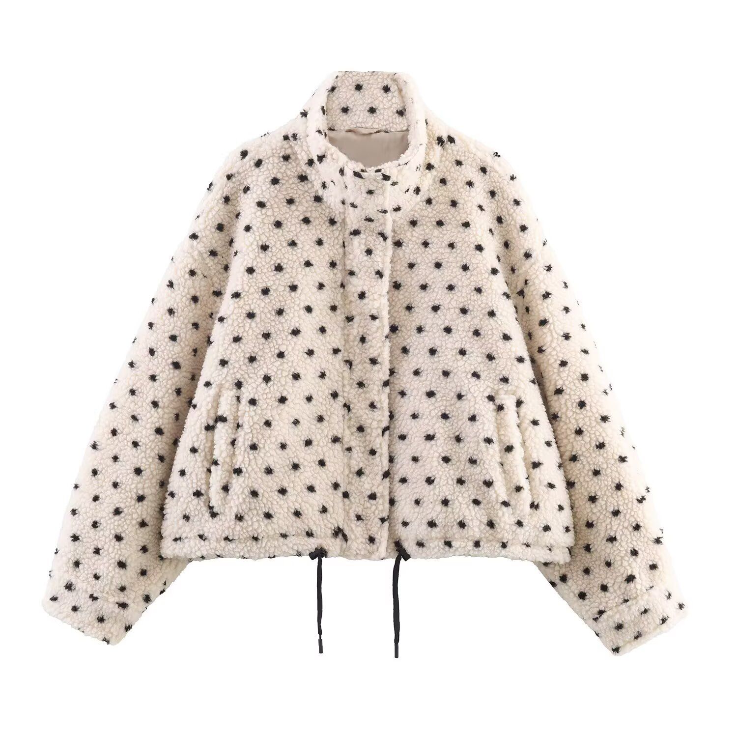 Fleece Dot Jacket - Women's Trendy Casual Outerwear KUN-00177