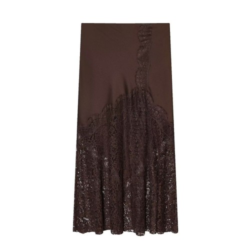 Lace Trim Midi Skirt - Elegant & Versatile KUN-00023