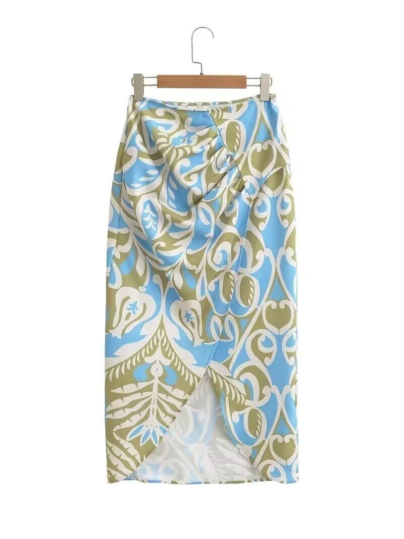 Women's Floral Print Top and Skirt Set - European Style KUN-00001