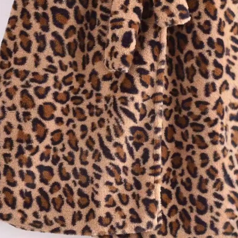 Leopard Print Lapel Coat Classic Fashion Outerwear KUN-00001