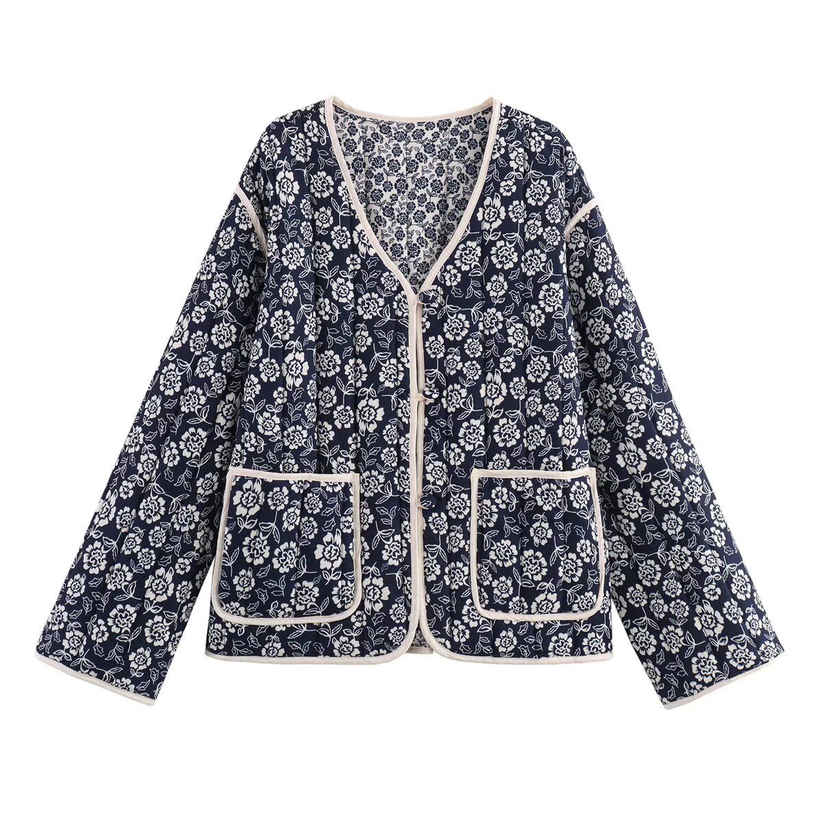 Cotton Reversible Print Jacket - Stylish Women's Outerwear KUN-00020