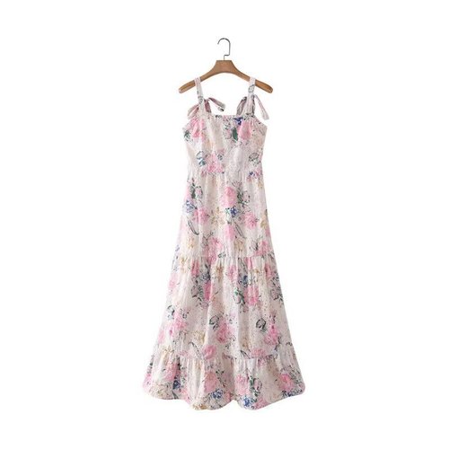 Embroidered Floral Dress Classic Versatile Style KUN-00137