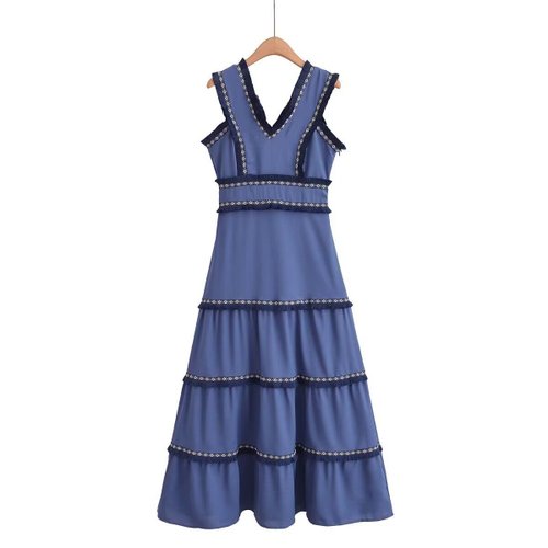 Pleated Fringe Skirt - Elegant Patchwork Style KUN-00136