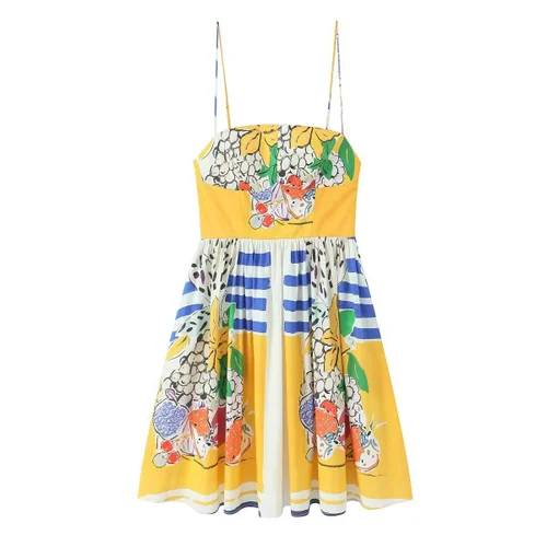 Cotton Fruit Print Dress - Chic Classic Versatile KUN-00121