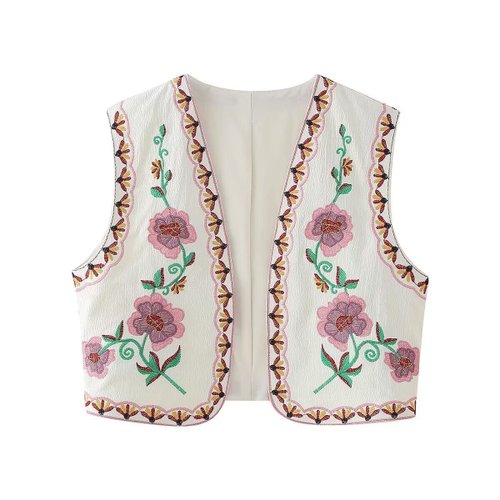 Embroidered Crop Top Classic Vest KUN-00004