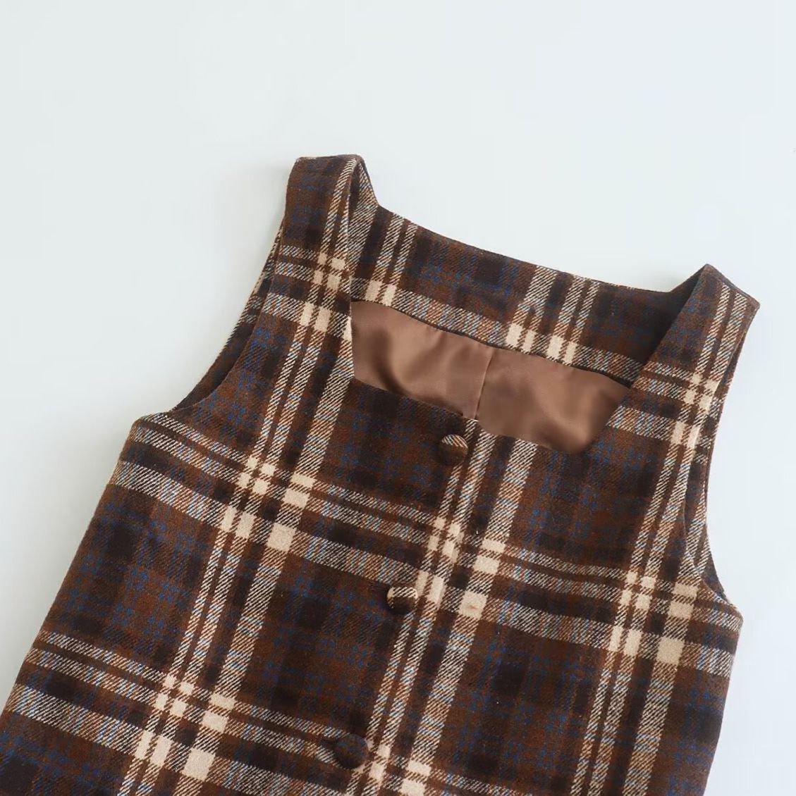 Women's Plaid Dress Vintage Mori Style Classic KUN-00009