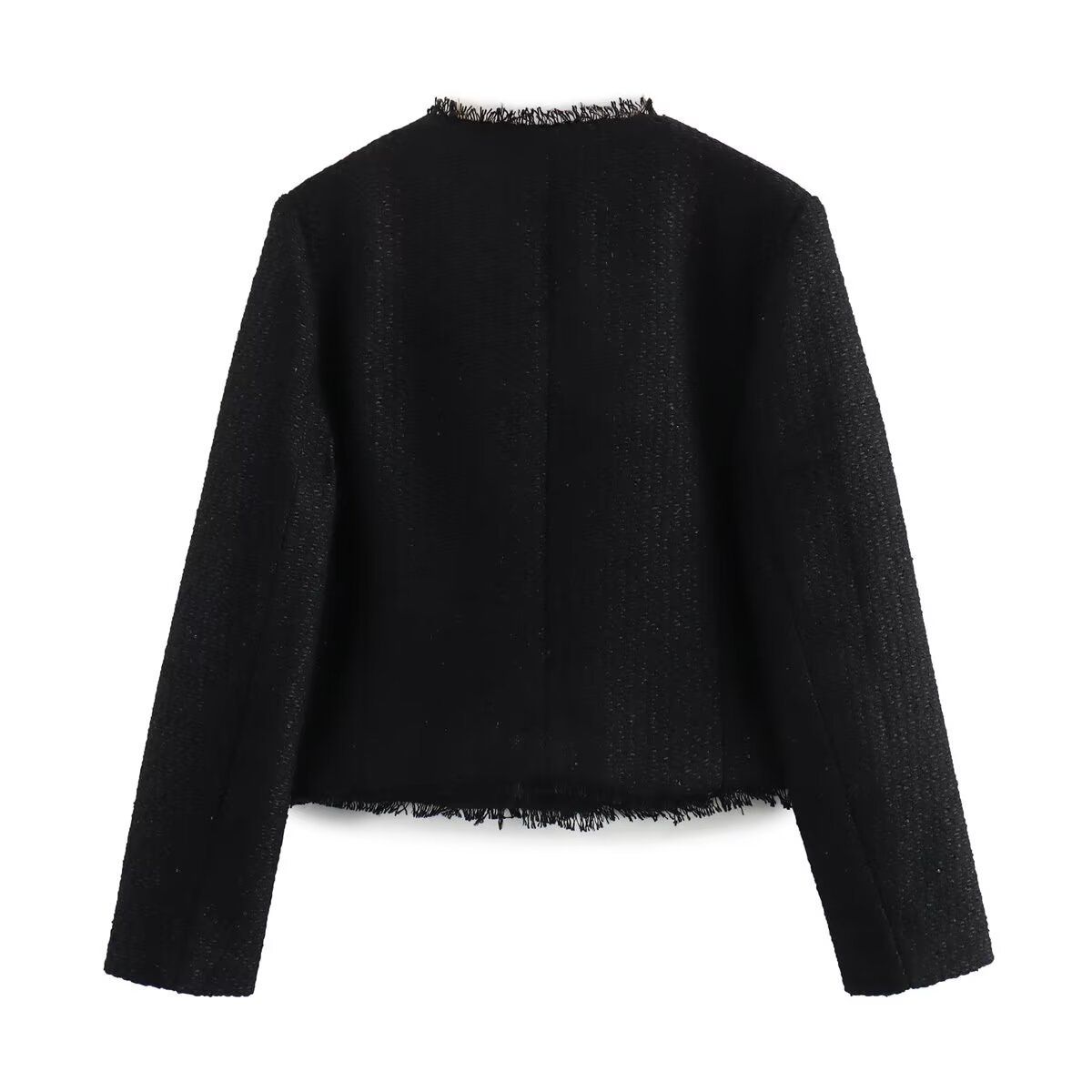 Cropped Tweed Jacket - Sparkly Casual Outerwear KUN-00016