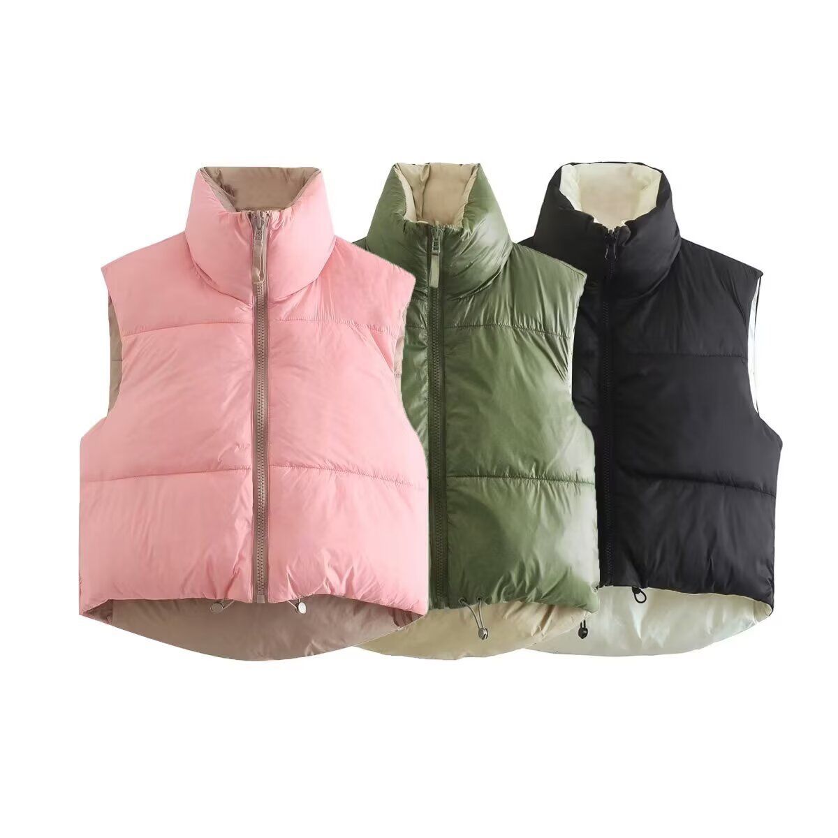 Gilet imbottito reversibile in cotone - Elegante giacca senza maniche da donna KUN-00003