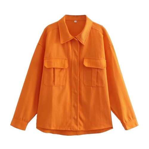Veste en jean orange oversize, style décontracté chic KUN-00162