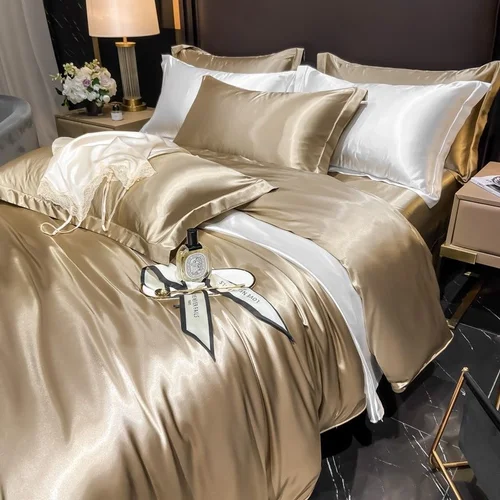 Set di biancheria da letto di lusso in seta, 4 pezzi - Lenzuola in raso di alta qualità