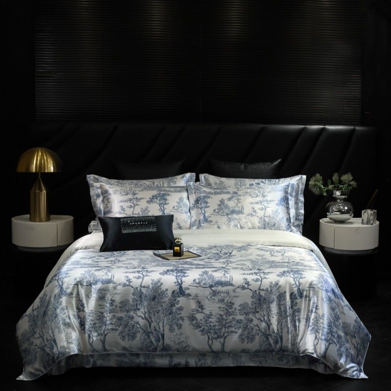 Premium Mulberry Silk 4-Piece Bedding Set - Premium Printed Duvet Cover
