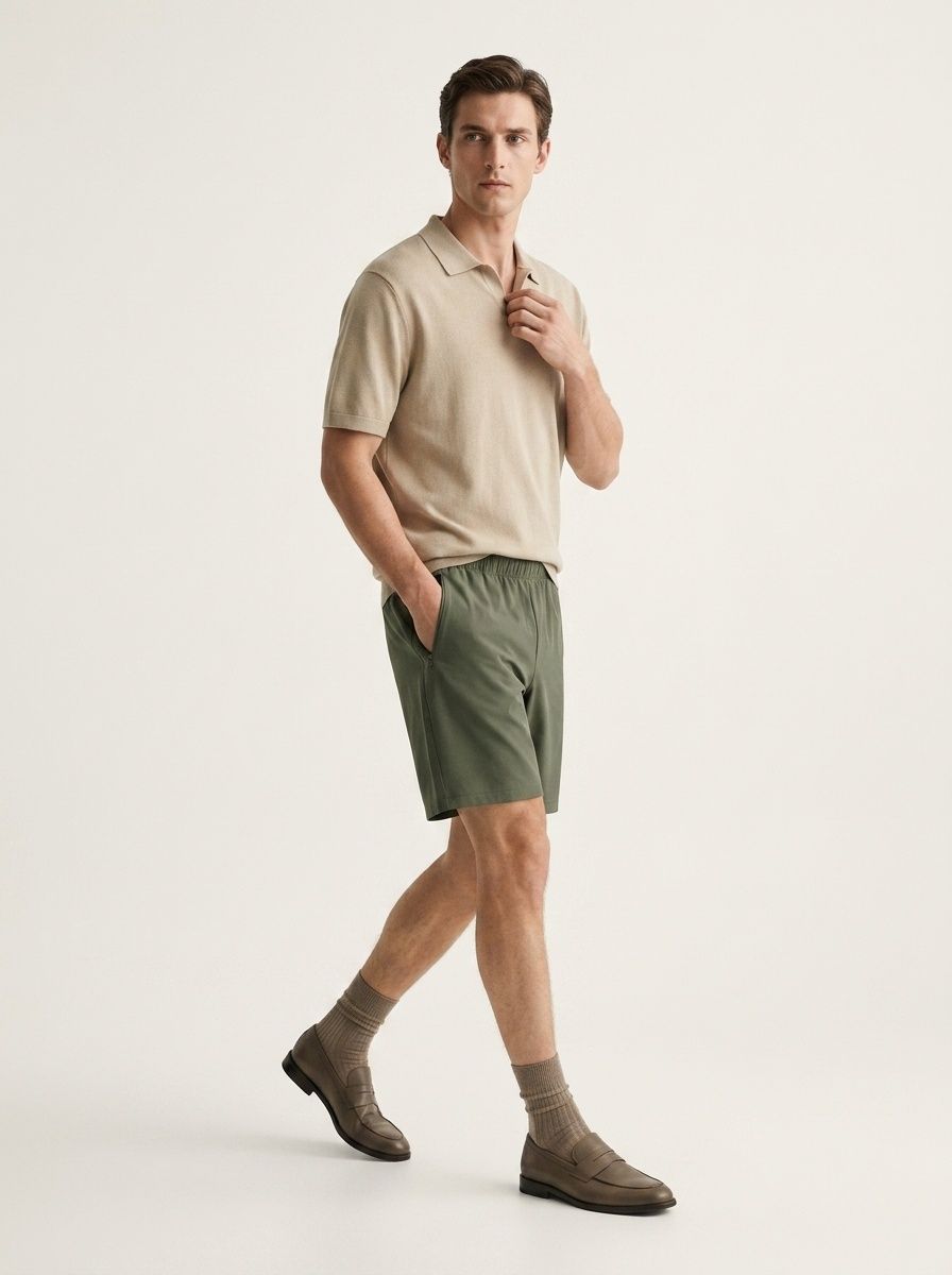 Pantaloncini sportivi da uomo in tessuto Teflon ad asciugatura rapida con tasche con cerniera.