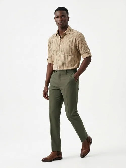 Camicia da uomo a maniche corte a righe, vestibilità casual.