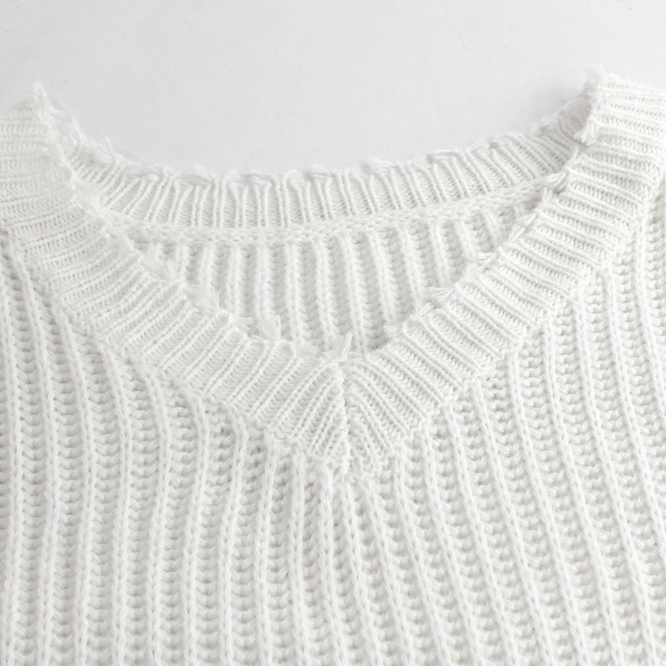 Knit V-Neck Off Shoulder Long Sleeve Sweater Top SSU-00128