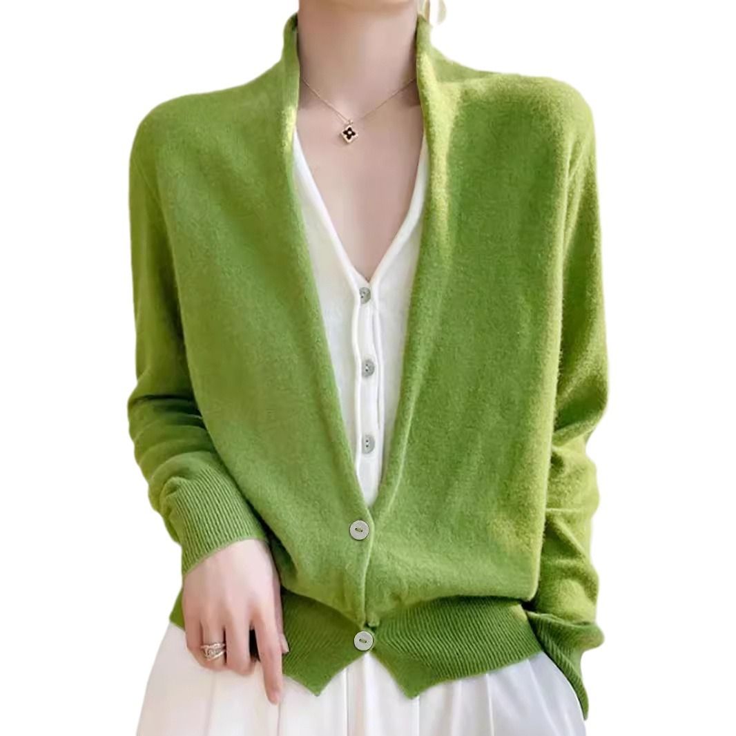 Cotton Knit Cardigan Women Long Sleeve Solid Color SSU-00106
