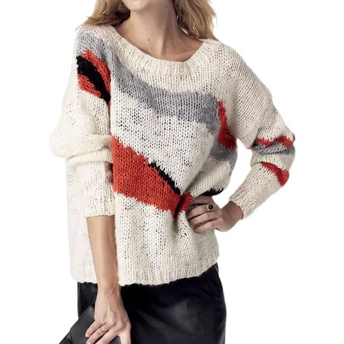 Suéter de cuello redondo y manga larga para mujer - Jersey de punto informal SSU-00120