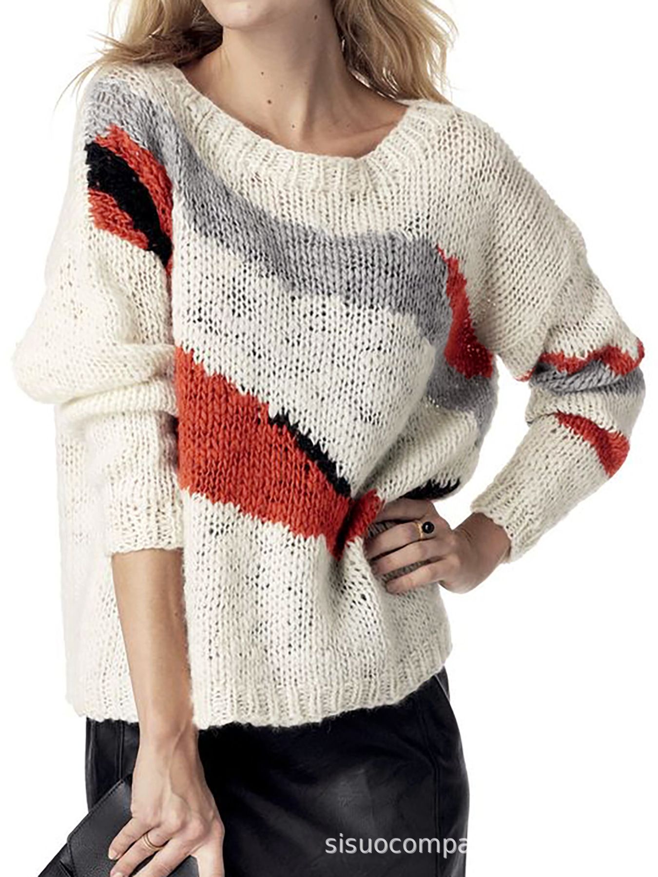 Women's Crew Neck Long Sleeve Sweater - Casual Knit Pullover SSU-00120