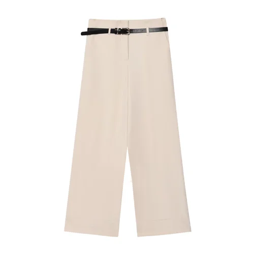Women's Rolled Cuff Pants with Belt - European Style KUN-00014