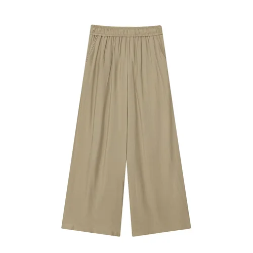 Wide Leg Elastic Waist Pants - Chic European Style KUN-00037
