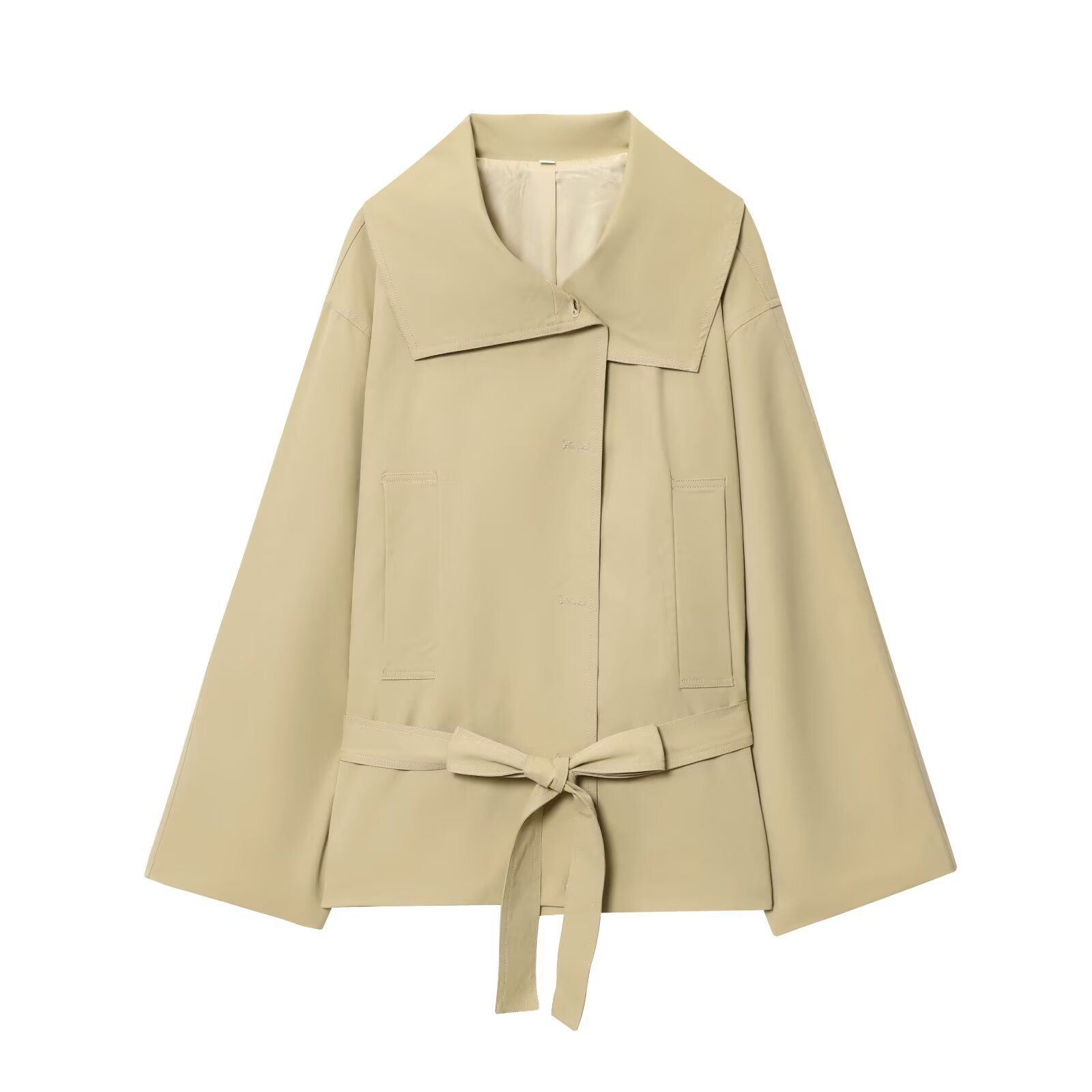 Women's Trench Coat & Pleated Shorts Set with Belt KUN-00010