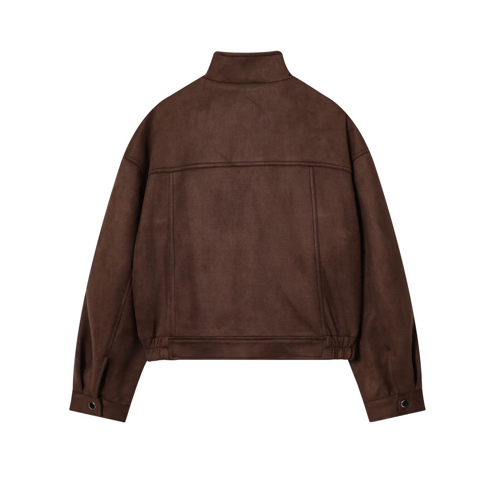 Faux Suede Bomber Jacket with Pockets KUN-00271
