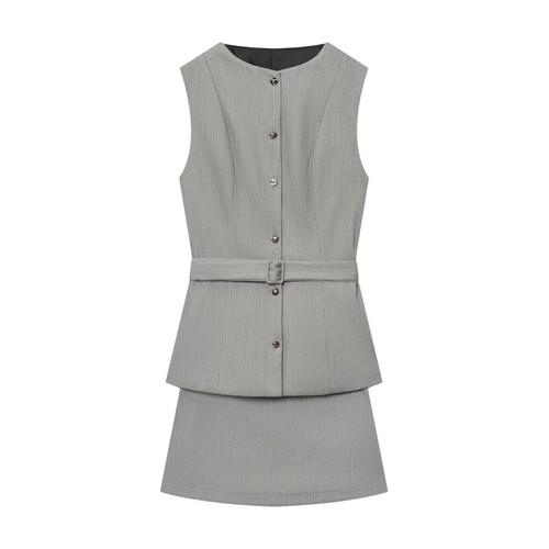 Crepe Mini Dress Two-Piece Look - Versatile European Style KUN-00092