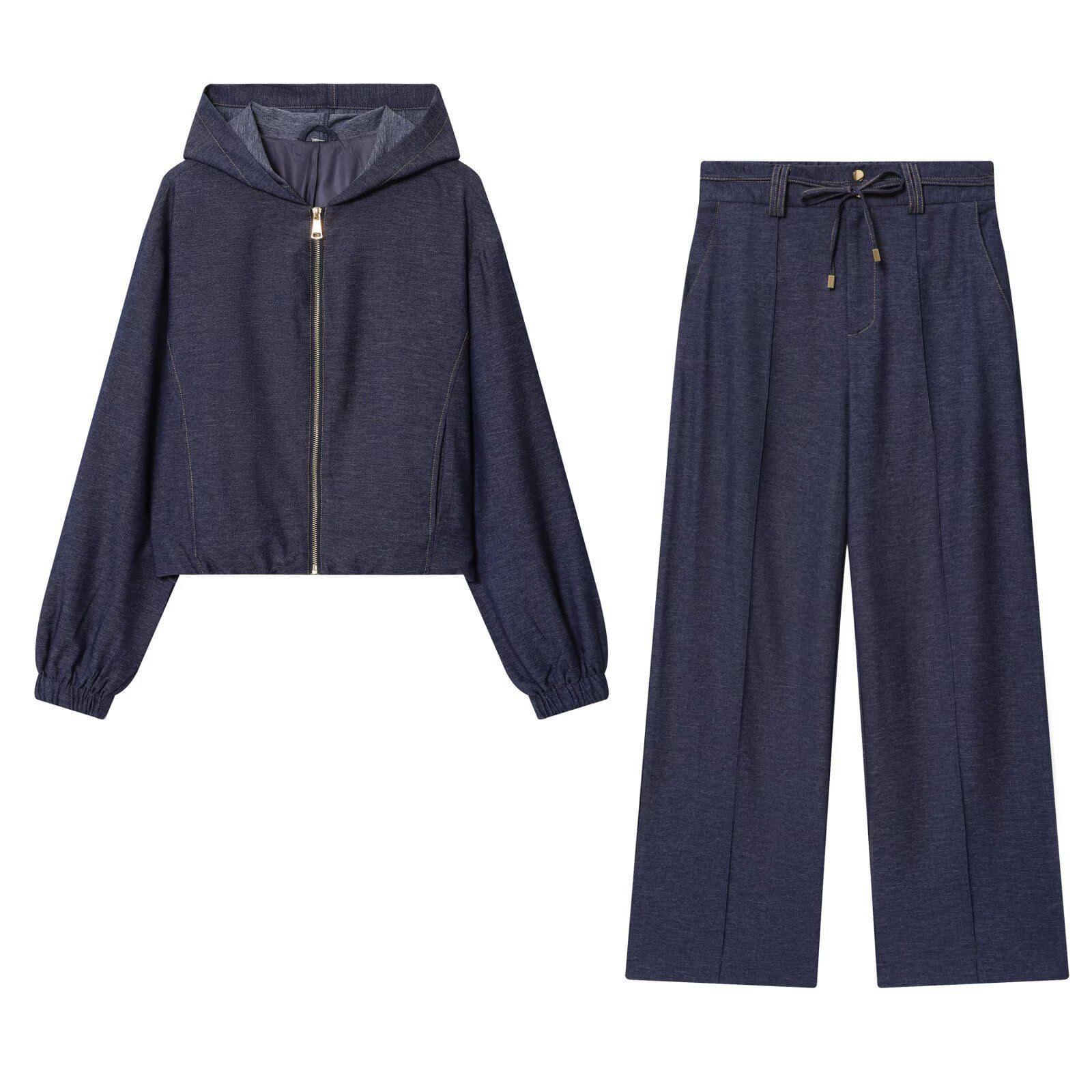 Capuchonbomberjack en wijde broek set - Europese stijl KUN-00085