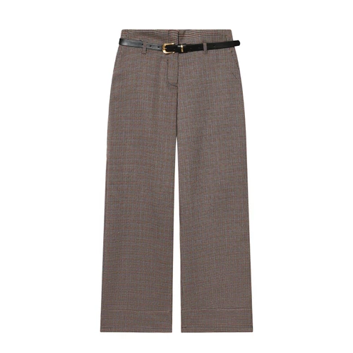 Houndstooth Belted Pants - Chic European Style KUN-00030