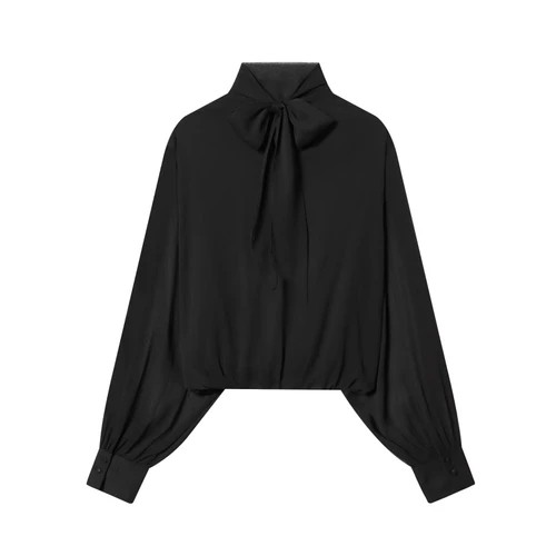 Women's Ruffled Lantern Sleeve Semi-Sheer Blouse KUN-00081