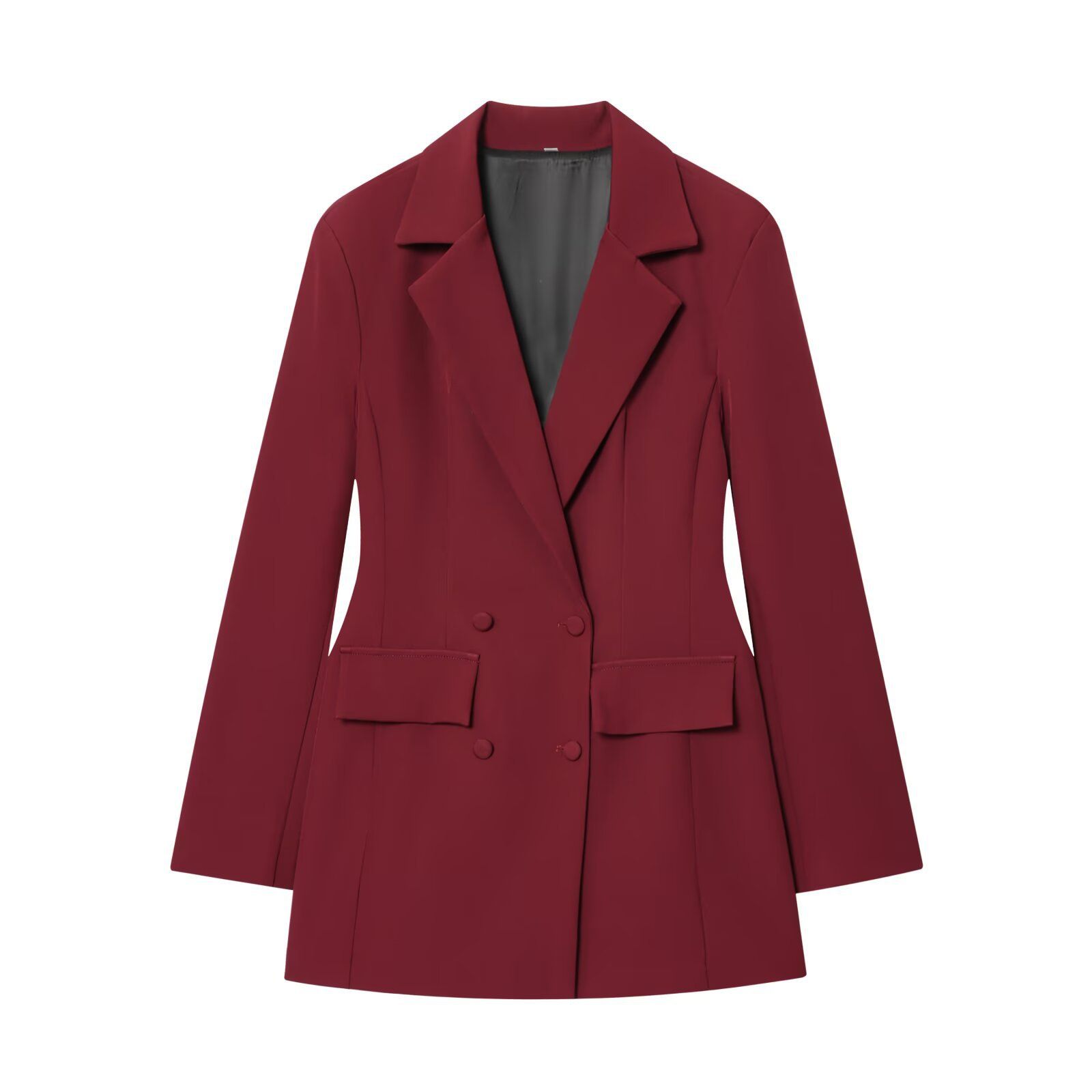 Women's Solid Long Sleeve Blazer Dress - Ruched Waist KUN-00011