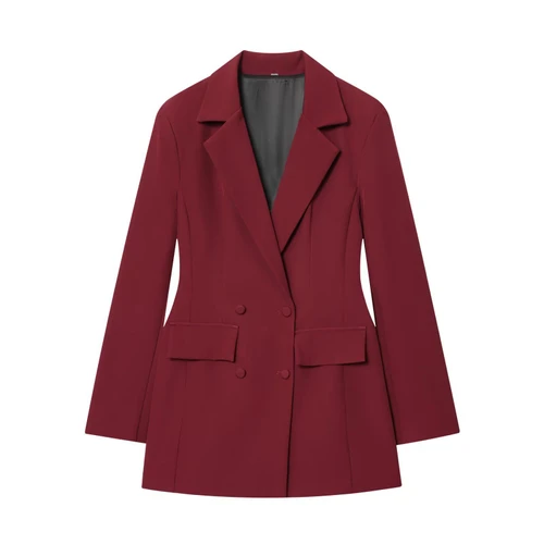 Women's Solid Long Sleeve Blazer Dress - Ruched Waist KUN-00011