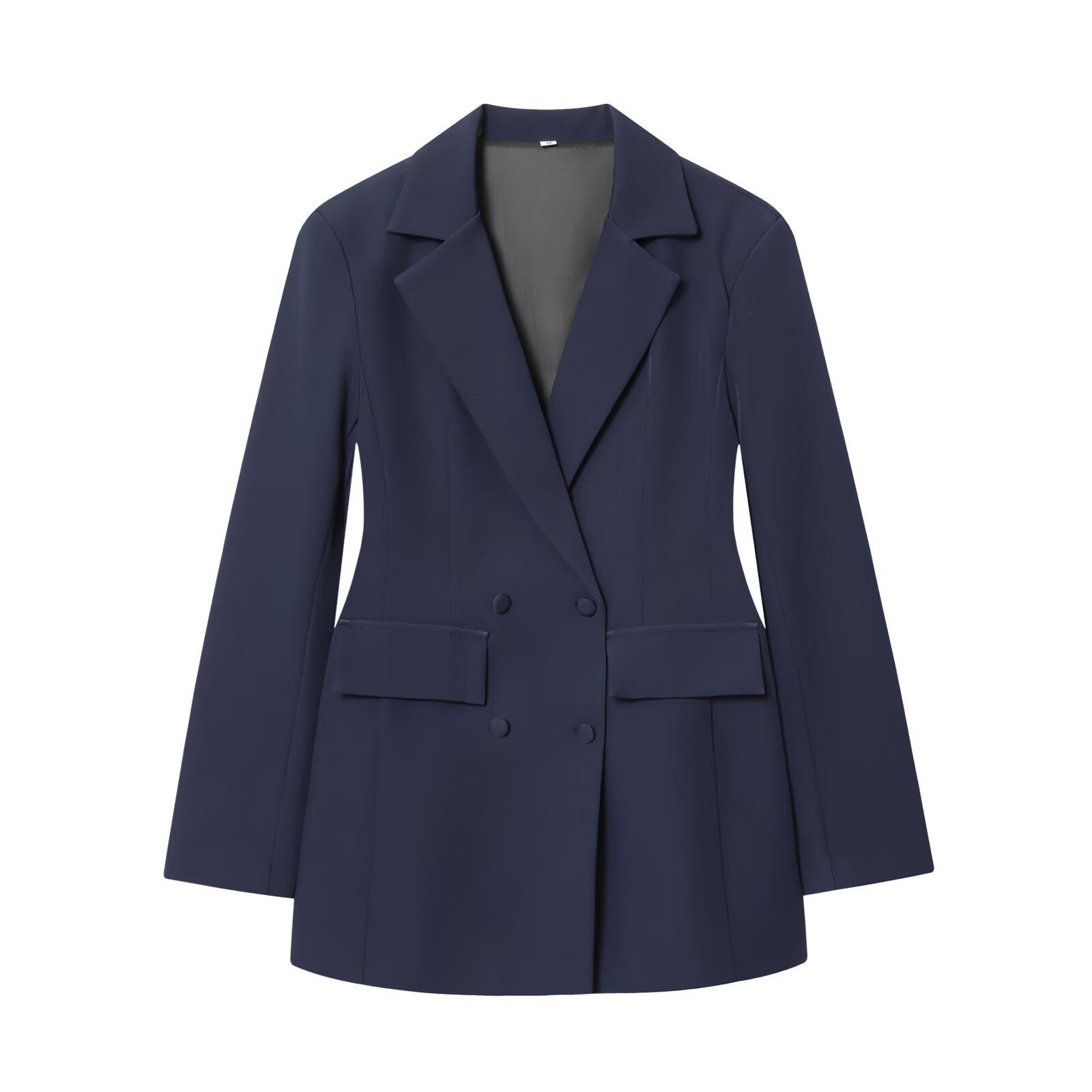 Vestido blazer liso de manga larga para mujer - Cintura fruncida KUN-00011