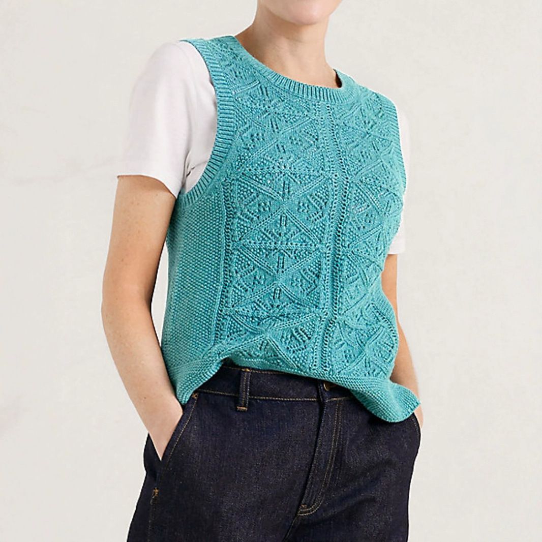 Women's Knit Sweater Vest Crewneck Pullover Spring Autumn SSU-00055